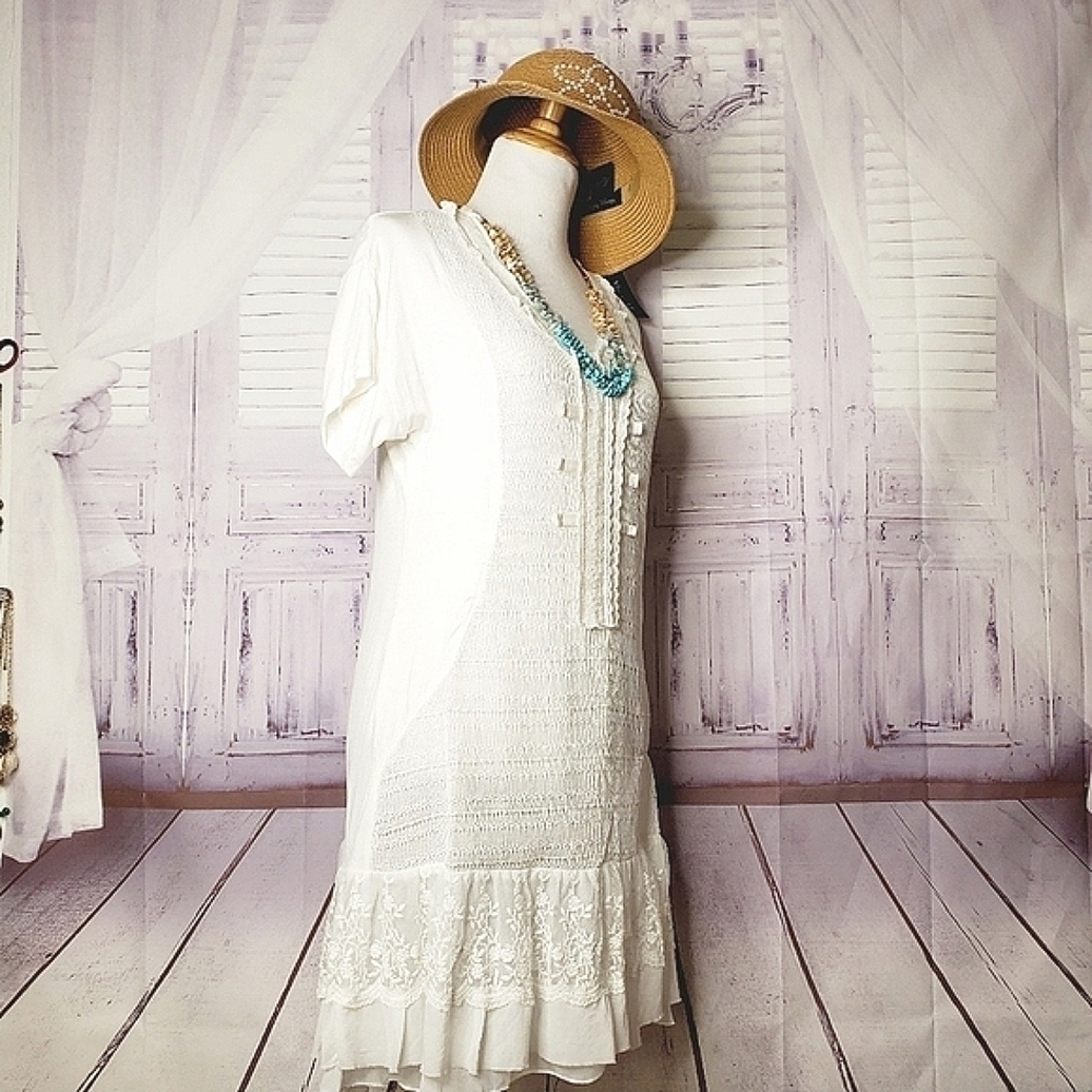 MONORENO SIZE M WHITE IVORY BEACH LACE…